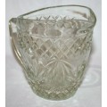Vintage Milk Jug. Antique Glass Creamer. Antique Glass Oval Jug in geometric cut glass.