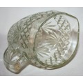 Vintage Milk Jug. Antique Glass Creamer. Antique Glass Oval Jug in geometric cut glass.