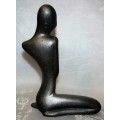 Vintage Ceramic sculpture of a nude lady silver ceramic.  This beautiful piece has a silver color