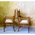 TWO EXQUISITE SOLID YELLOW WOOD & AFRICAN BLACKWOOD CARVER CHAIRS STUNNING DETAIL -BID PER EACH