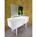 A GORGEOUS SHABBY CHIC DRESSING TABLE WITH A LARGE MIRROR - 2 DRAWERS - 1 DOOR - STUNNING!!