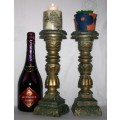 Two Heavy Resin Casted 1.5kg - Sicily Distressed Resin Pillar Candle Holders bid per each!