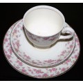 A Gorgeous Fine Porcelain Myott Staffordshire Trio Set made in England Stunning Roses Pattern - Coll