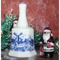 Cobalt Blue Holland Windmill Style Porcelain Bell Pretty shades of blue against creamy white