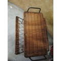 A MARVELOUS VINTAGE STEEL AND CANE MAGAZINE RACK - RETRO CHIC