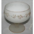 Wow A tall vintage/antique White Detailed Opaline opalescent glass pedestal & footed bowl