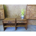 WOW - THIS IS DIFFERENT -  TWO PEDESTALS AND TWO HEADBOARDS - WEAVED WITH GORGEOUS CANE BID PER ITEM