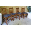 FOUR INCREDIBLE ANTIQUE SOLID OAK  DINING CHAIRS WITH STUNNING TURNED LEGS BID PER EACH