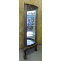EXQUISITE ANTIQUE CURVED GLASS BALL & CLAW CORNER SHOWCASE WITH STUNNING DETAIL!!!