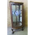 EXQUISITE ANTIQUE CURVED GLASS BALL & CLAW CORNER SHOWCASE WITH STUNNING DETAIL!!!