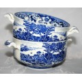 This is a William James English Porcelain Soup Bowls. The blue and white colors are of two people