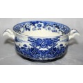 This is a William James English Porcelain Soup Bowls. The blue and white colors are of two people