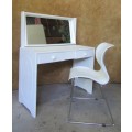 A MARVELOUS WHITE DRESSING TABLE INCLUDING A CHAIR IT IS A PERFECT MATCH BEAUTIFUL FURNITURE
