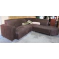A MARVELOUS CHOCOLATE BROWN CORNER UNIT - FABRIC IN GOOD CONDITION - BEEN PROFESSIONALLY  CLEANED
