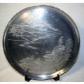 A Gorgeous Engraved Landscaped High Polished Stainless Steel Host Serving Tray