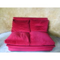 WOW THIS IS FANTASTIC RETRO TWO SEATER IN ORIGINAL VIBRANT RED FABRIC IN GOOD CONDITION