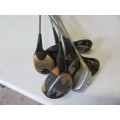 SEVEN GOLF CLUBS FOR BAR DECOR OR FOR THE KIDS TO PLAY WITH BID PER EACH