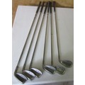 SIX GOLF CLUBS FOR BAR DECOR OR FOR THE KIDS TO PLAY WITH BID PER EACH