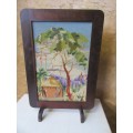 Vintage Wooden Fire Screen Incorporating Tapestry In wooden Frame Home Décor