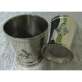 TWO SPECTACULAR SILVER PLATED GLASSES OR TEA LIGHT CANDLE HOLDERS STUNNING DESIGN