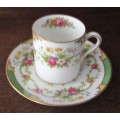 Vintage bone china demitasse two cup & saucer made by English china company Shelley,