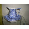A MARVELOUS Ceramic White Blue Floral Washing Pitcher Basin Vase - ABSOLUTELY STUNNING
