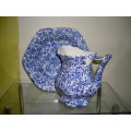 A MARVELOUS Ceramic White Blue Floral Washing Pitcher Basin Vase - ABSOLUTELY STUNNING