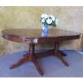 A SPECTACULAR SOLLID WOOD 8 SEATER TABLE IN GOOD CONDITION FOR STUNNING THICK TURNED LEGS!