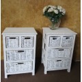 TWO AMAZING SHABBY CHIC UNITS WITH WEAVED BASKET DRAWERS - BEDSIDE TABELS OR EXTRA STORAGE BID PER E