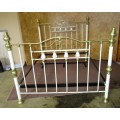 A SPECTACULAR VINTAGE BRASS & WROUGHT IRON DOUBLE TO QUEEN BEDSTEAD, EXQUISITE DETAIL