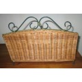 A Gorgeous Country style Oval Wicker Basket with Handles and Ceramic decorative plaque,  Perfect for