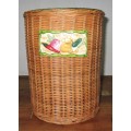A Gorgeous Country style Wicker Basket with Handles and Ceramic decorative plaque
