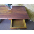 A MARVELOUS SOLLID WOOD DESK - WITH TWO DRAWERS WITH BRASS HANDLES - WILL BE FANTASTIC TO WORK