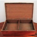 Vintage Copper Tobacco Box, Trinket Box, Cedar Lined, 2 Compartments, Gazelle Giraffe Design On Top.