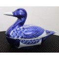 WOW A STUNNING GENUINE MING BLUE LARGE DUCK SERVING DISH A RARE FIND