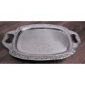 A WONDERFUL ORNATE LITTLE SILVER PLATED CONDIMENT TRAY