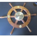 A STUNNING CLOCK SOLLID WOOD LOOK LIKE A SHIPS WHEEL TESTED & WORKING