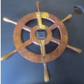 A STUNNING CLOCK SOLLID WOOD LOOK LIKE A SHIPS WHEEL TESTED & WORKING