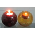 TWO FANTASTIC LARGE ROUND COLORED TEA LIGHT CANDLE HOLDERS BID PER EACH