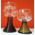 TWO ABSOLUTELY STUNNING VINTAGE GLASS WINE GOBLETS - STUNNING VINTAGE DESIGN BID PER EACH