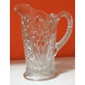 Vintage Cut Glass Pitcher, Crystal Daisy Pitcher, Clear Pitcher, Water Pitcher,  18cmtall
