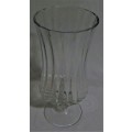 A MAGNIFICENT LARGE TALL GLASS VASE ON A WINE GLASS STEM STUNNING DETAIL