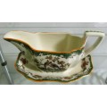 A Antique Spode Copeland Eden Pattern Pheasant Sauce Boat Made in England finest bone china. +/ 1913