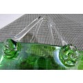 A marvelous Studio Art Glass Purse Handbag with a lovely Textured Green-Applied Clear Glass Handles