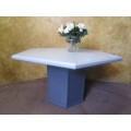A MARVELOUS HEKSAGONAL CHALK PAINTED TABLE FOR THE PATIO OR BOARD ROOM