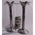 TWO LOVELY TULIP SHAPED SILVER METAL CANDEL HOLDERS FOR THAT ROMANTIC  EVENING - BID PER EACH