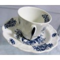 A CRISP WHITE WITH COBALT BLUE DEMITASSE DEO SET BY BOOTHS MADE IN ENGLAND PEONY DESIGN