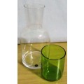 Art Deco Style Water Carafe & Drinking Glass,