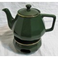 Beautiful Bistro Porcelain large Coffee pot with a warmer stand in the green