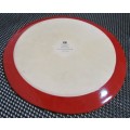 FIVE VIBRANT RED  BLOSSOM STONEWARE PLATES FROM WOOLWORTHS